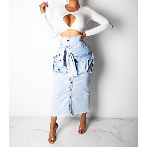 

Women's Bodycon Skirts - Solid Colored White Blue S M L