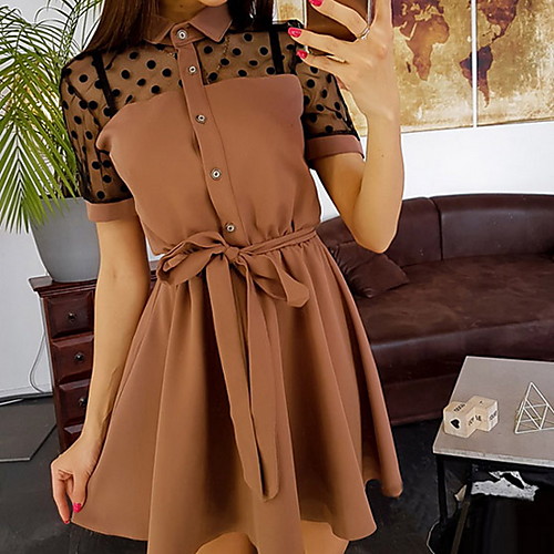 

Women's A Line Dress - Solid Colored Blushing Pink Yellow Brown S M L XL