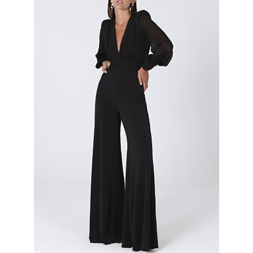 

Jumpsuits Plunging Neck Floor Length Chiffon Chic & Modern Formal Evening Dress 2020 with Pleats by Lightinthebox