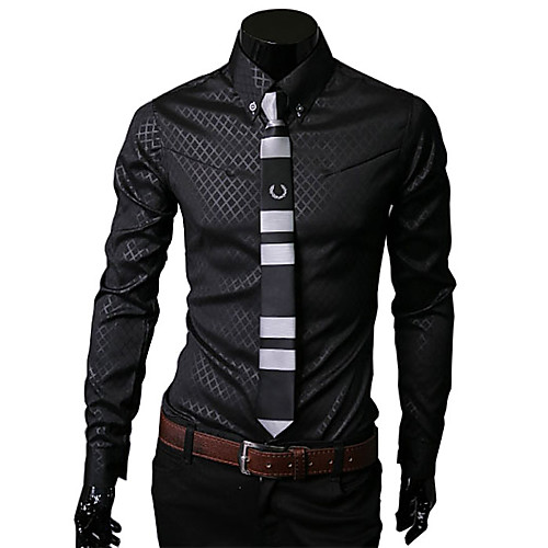 

Men's Daily Work Business / Basic Shirt - Color Block Black