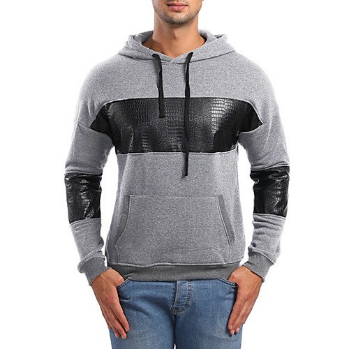 

Men's Casual Hoodie - Color Block Dark Gray US32 / UK32 / EU40