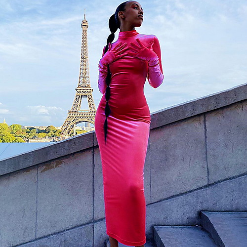 

Women's Sheath Dress - Solid Colored Black Fuchsia S M L