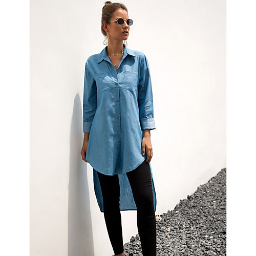 

Women's Daily Shirt - Solid Colored Light Blue