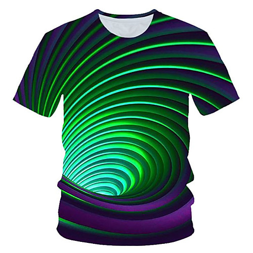 

Men's Daily Holiday Street chic / Exaggerated T-shirt - Color Block / 3D / Graphic Print Green