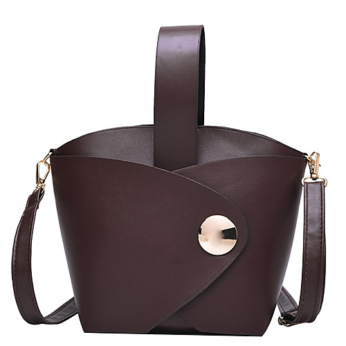 

Women's Zipper PU Top Handle Bag Solid Color Black / Brown / Coffee