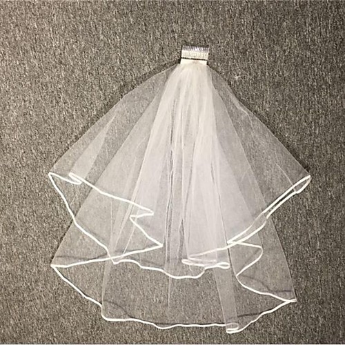 

Two-tier Classic & Timeless Wedding Veil Elbow Veils with Solid Tulle