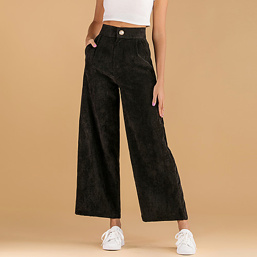 

Women's Basic Wide Leg Pants - Solid Colored Black XS S M