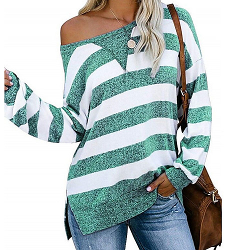 

Women's Daily T-shirt - Striped Purple