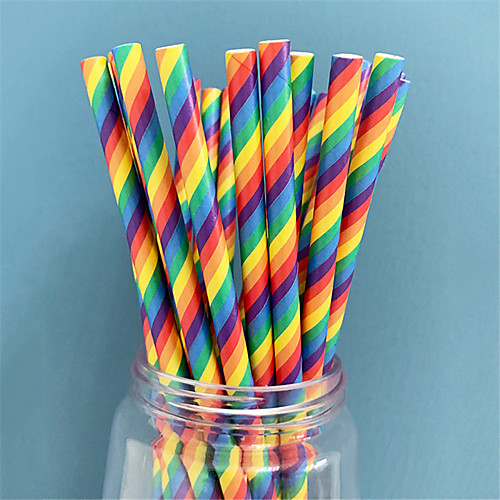 

25pcs Paper rainbow straws Disposable Wedding Birthday Party Decorations Children Kids Drinking Straws Event Party Supplies