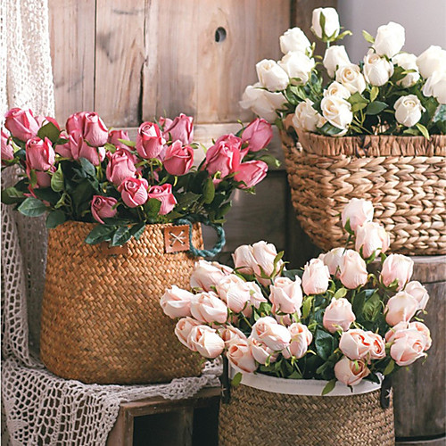 

1pcs Oil Painting Simulation Rose Bouquet Living Room Decoration Flower Arrangement 46cm