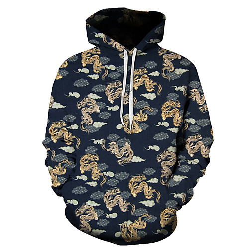 

Men's Casual / Basic Hoodie - 3D Navy Blue US32 / UK32 / EU40