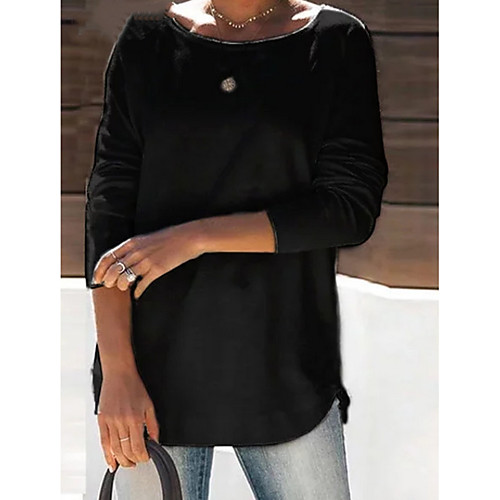 

Women's Daily T-shirt - Solid Colored Black