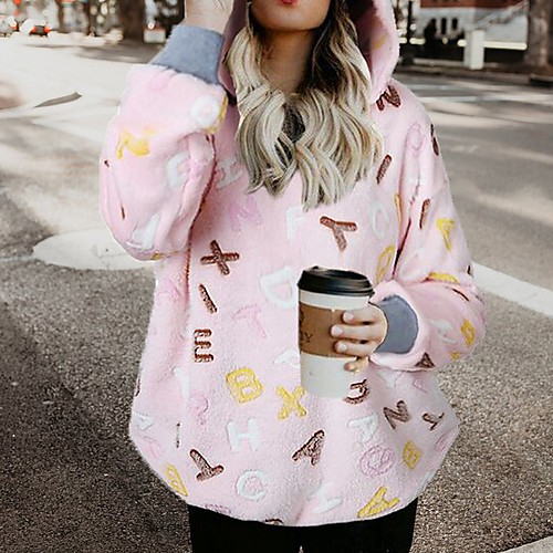 

Women's Casual Hoodie - Letter White S