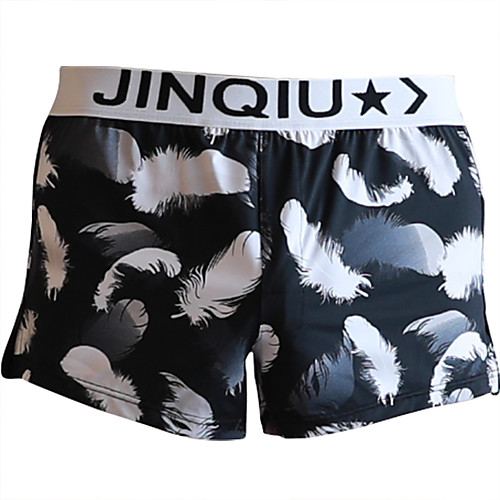 

Men's Print Boxers Underwear - Normal Mid Waist Black White Yellow M L XL