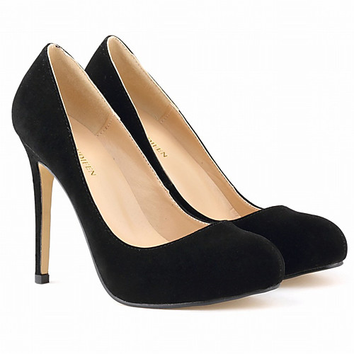 

Women's Heels Stiletto Heel Round Toe Suede Minimalism Walking Shoes Spring & Fall Black / Almond / White