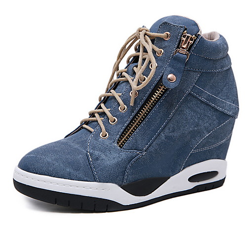 

Women's Sneakers Wedge Heel Round Toe Denim Fall & Winter Black / Blue