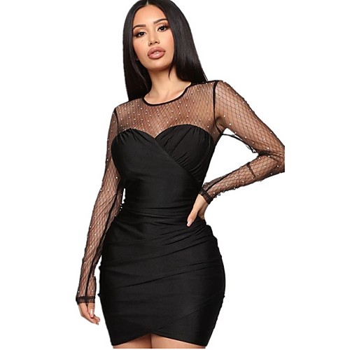 

Women's Elegant Sheath Dress - Solid Colored Black S M L XL