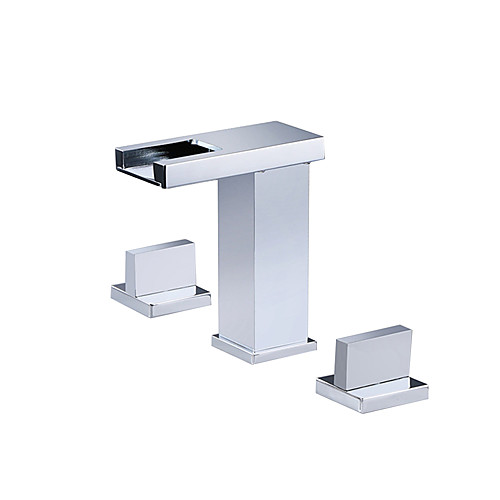 

Ванная раковина кран - LED / Водопад Хром Разбросанная Две ручки три отверстияBath Taps