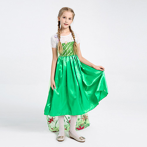 

Elsa Dress Masquerade Flower Girl Dress Girls' Movie Cosplay Cosplay Halloween Green Dress Halloween Carnival Masquerade Polyster