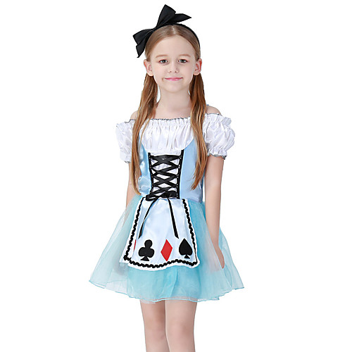 

Maid Costume Dress Masquerade Flower Girl Dress Girls' Movie Cosplay Cosplay Halloween Blue Dress Halloween Carnival Masquerade Tulle Polyester