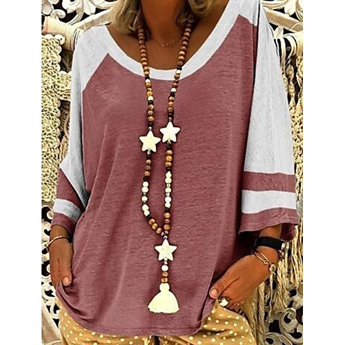 

Women's Daily Blouse - Color Block Blushing Pink