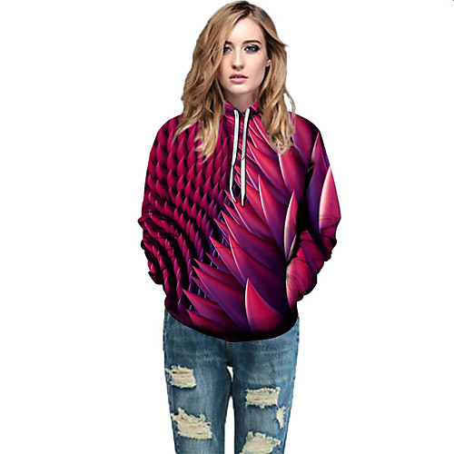 

Women's Active / Street chic Hoodie - Geometric / Color Block / 3D Rainbow L