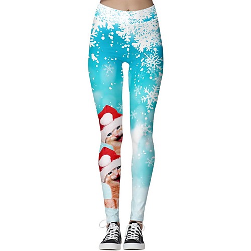

Women's Street chic Leggings Pants - Print Black Red Light Blue S M L