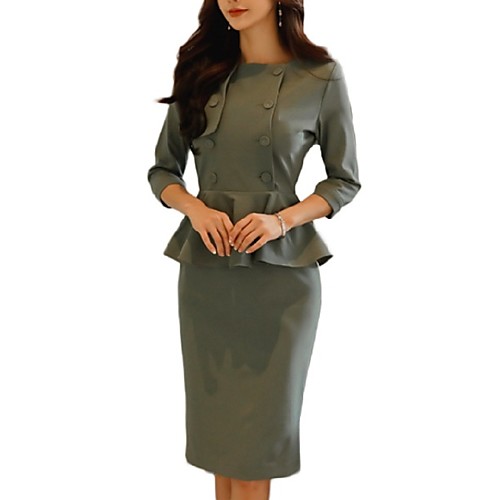

Women's Bodycon Dress - Solid Colored Green S M L XL