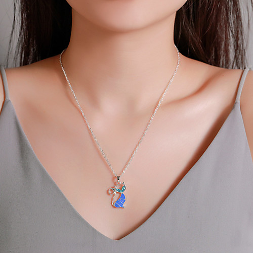 

Women's Pendant Necklace Necklace Long Necklace Chrome White Blue 52 cm Necklace Jewelry For Graduation Gift Daily School Street