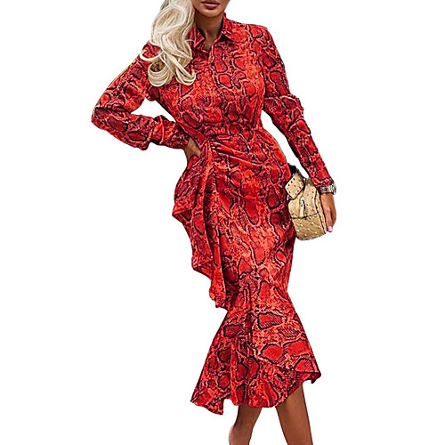 

Women's Event / Party Daily Sophisticated Elegant Sheath Dress - Paisley Yellow Red S M L XL