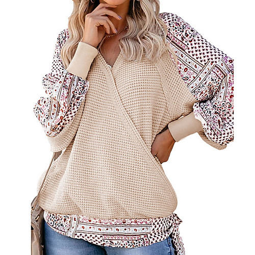 

Women's Color Block Long Sleeve Pullover Sweater Jumper, V Neck Black / White / Blushing Pink S / M / L