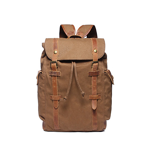

Waterproof Canvas Zipper Commuter Backpack Solid Color Daily Camel / Army Green / Dark Gray