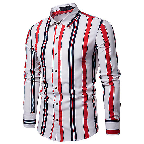 

Men's Daily Going out Basic / Street chic Shirt - Striped White