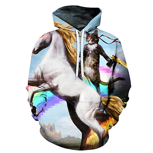 

Men's Casual / Halloween Hoodie - 3D / Cartoon / Skull Rainbow US32 / UK32 / EU40