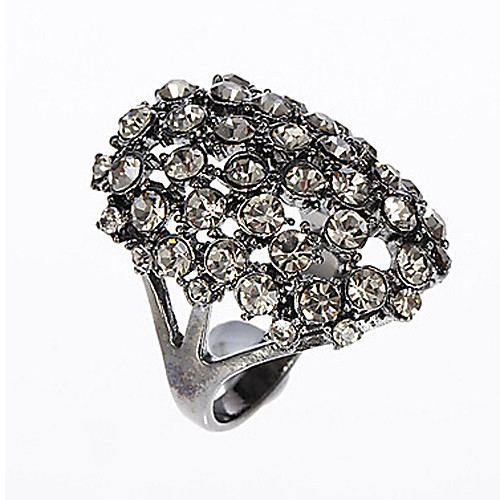 

Women's Band Ring Statement Ring Ring 1pc Black Stainless Steel Rhinestone Geometric Vintage Fashion Party Daily Jewelry 3D Precious Cool Lovely