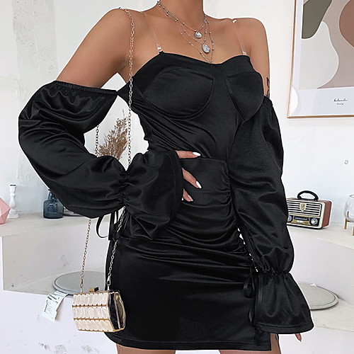 

Women's Bodycon Dress - Solid Colored Black S M L XL