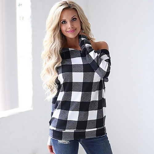 

Women's Casual Sweatshirt - Plaid Black S