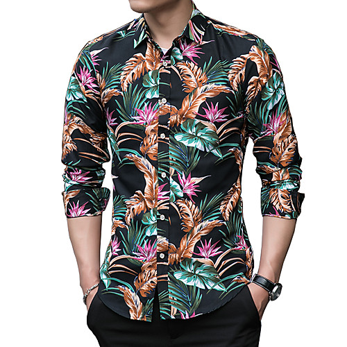 

Men's Daily Basic Shirt - Floral Print Green