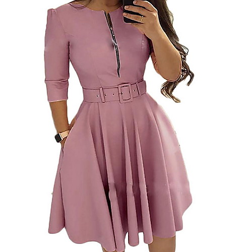 

Women's Shift Dress - Solid Colored Wine Purple Blushing Pink S M L XL