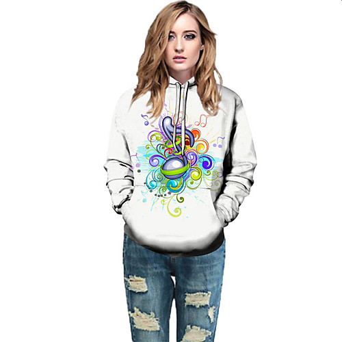 

Women's Active / Street chic Hoodie - Geometric / Color Block / 3D Rainbow L