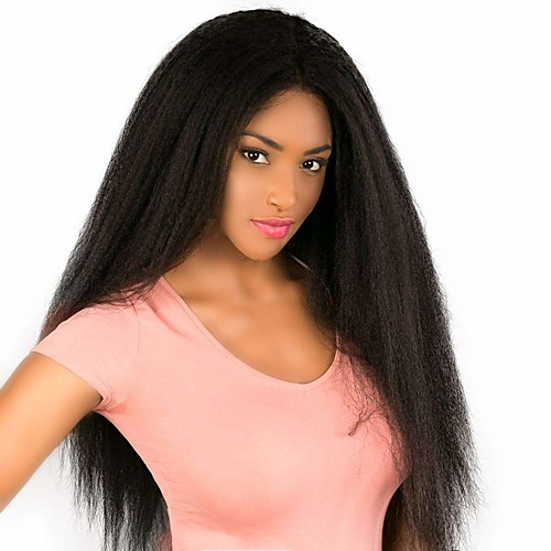 

Remy Human Hair Unprocessed Virgin Hair 4x4 Closure Wig Middle Part style Brazilian Hair Peruvian Hair kinky Straight Natural Black Wig 180% Density Best Quality Hot Sale 100% Virgin Comfy Women's