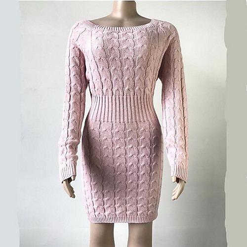 

Women's Daily Wear Basic Bodycon Dress - Solid Colored Black White Blushing Pink S M L XL