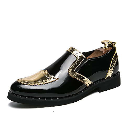 

Men's Patent Leather Spring & Summer Casual Loafers & Slip-Ons Breathable Black / Gold / Silver