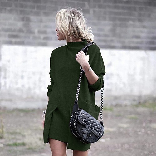 

Women's Elegant Shift Dress - Solid Colored Black Red Green S M L XL
