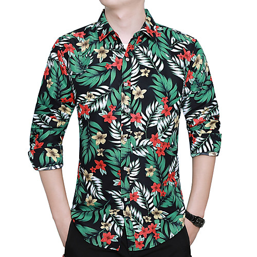 

Men's Daily Basic Shirt - Floral Print Green