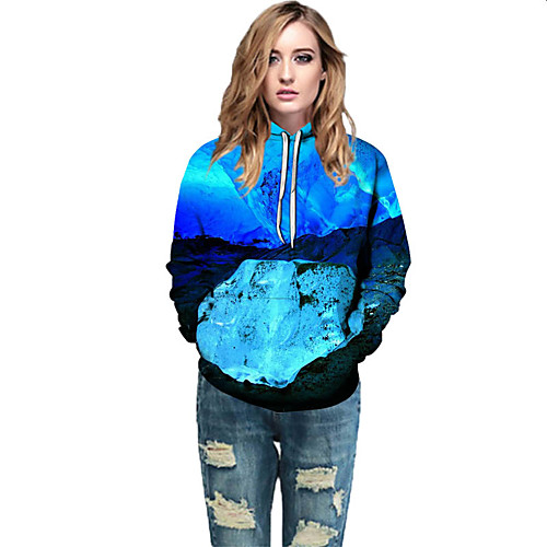 

Women's Active / Street chic Hoodie - Geometric / Color Block / 3D Rainbow L