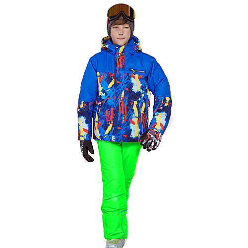 фото Phibee мальчики лыжная куртка и брюки катание на лыжах отдых и туризм зимние виды спорта с защитой от ветра теплый зимние виды спорта полиэстер тёплый топ тёплые брюки наборы одежды / зима / пэчворк lightinthebox