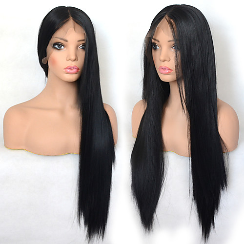 

Synthetic Lace Front Wig Straight with Baby Hair Lace Front Wig Very Long Black#1B Synthetic Hair 22-26 inch Women's Cosplay Synthetic Easy dressing Black