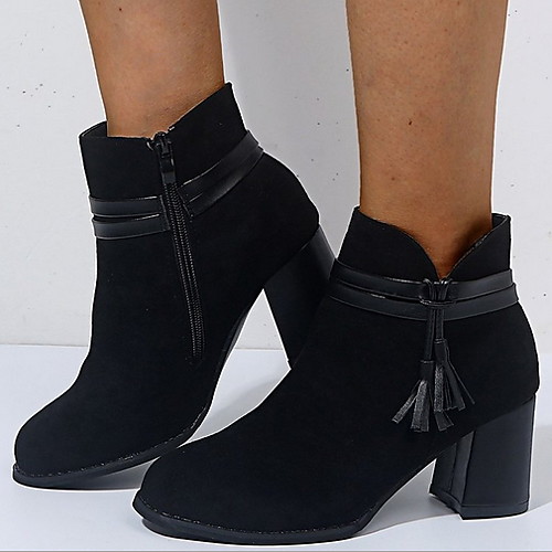 

Women's Boots Chunky Heel Round Toe Suede Booties / Ankle Boots Fall & Winter Black / Red / Gray