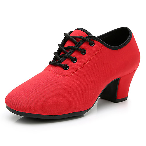 

Women's Modern Shoes / Ballroom Shoes Synthetics Lace-up Heel Thick Heel Customizable Dance Shoes Red / Performance / Practice